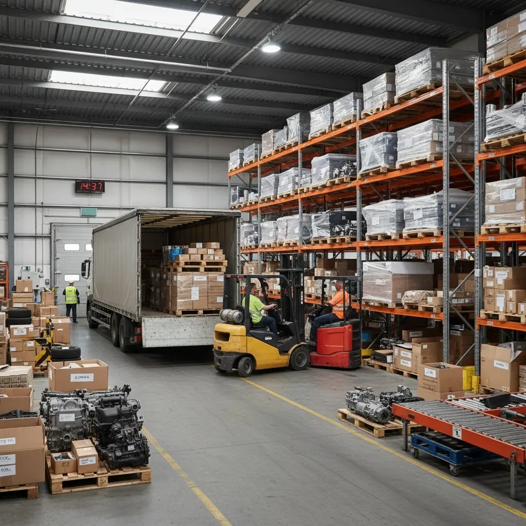 自動車部品の積み下ろし作業